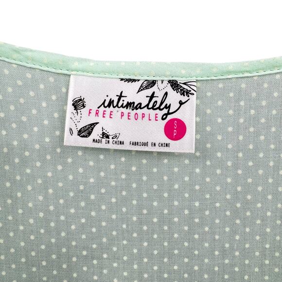 Free People Voile and Lace Pastel Mint Green Polka Dot Trapeze Slip Tank Dress - Picture 11 of 13